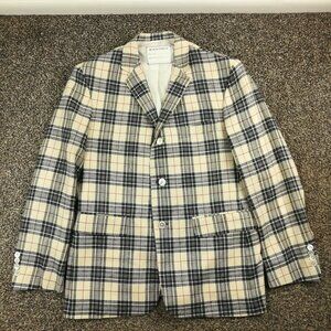 Brooks Brothers Black Fleece Sport Coat Blazer Linen Silk Wool Plaid BB2